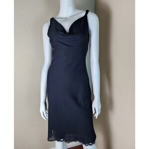 Jodi Kristopher 90s Y2K Vintage Knee Length Cowl Neck Sleeveless Peek A Boo Lace